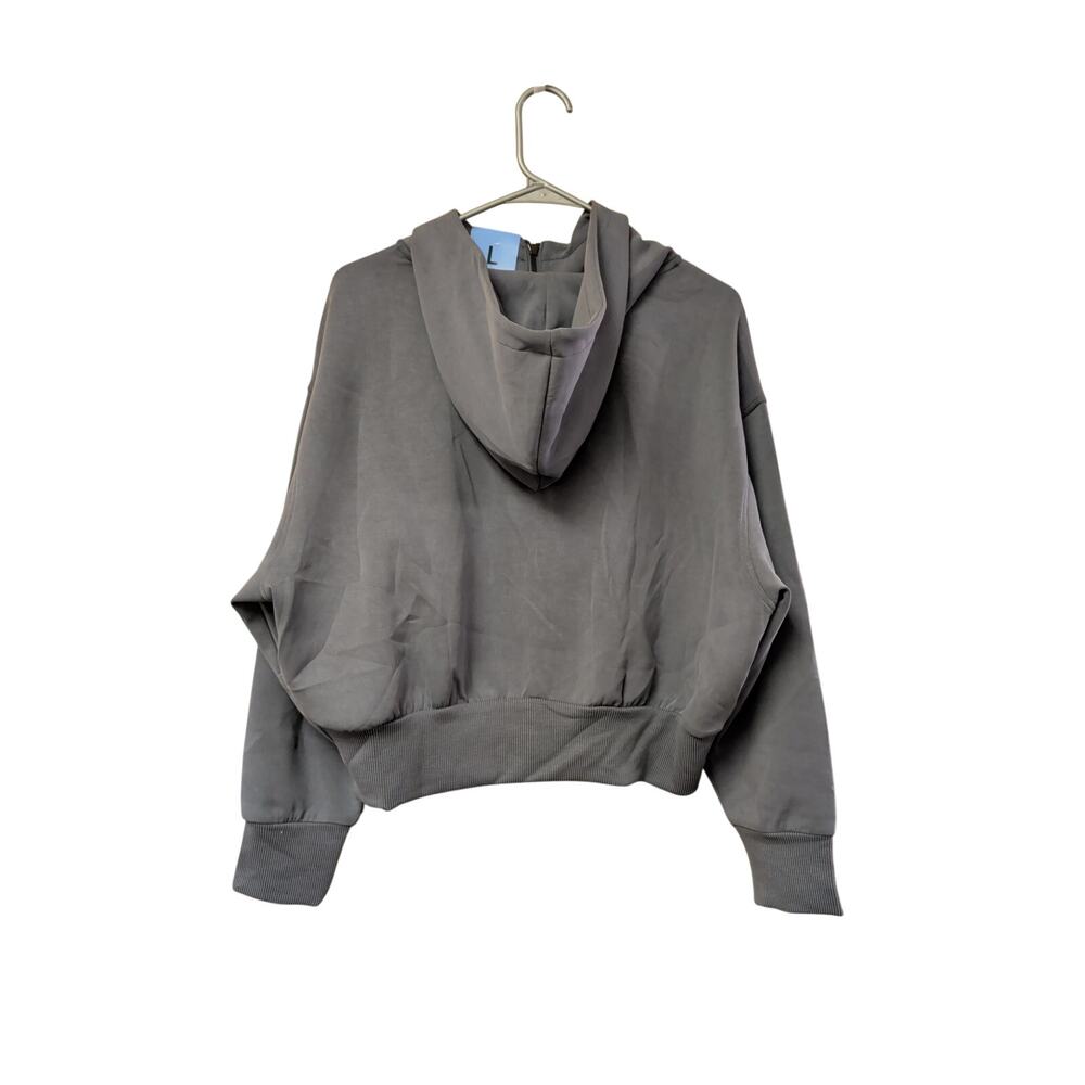 Womens Sandwash Fleece Top Full Zip Hoodie Gray Multiple Sizes - Picture 2 of 2